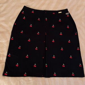 NWOT St. John Sport by Marie Gray Navy Cherry Details A-Line Skirt Sz 12